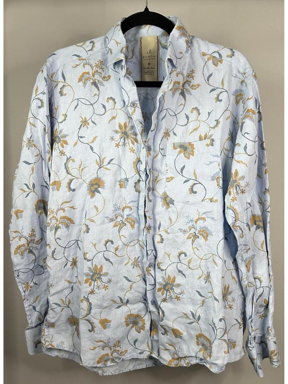 Nizhoni Pro Linen Slim Fit Button Down Shirt Men’s Size 40cm Medium